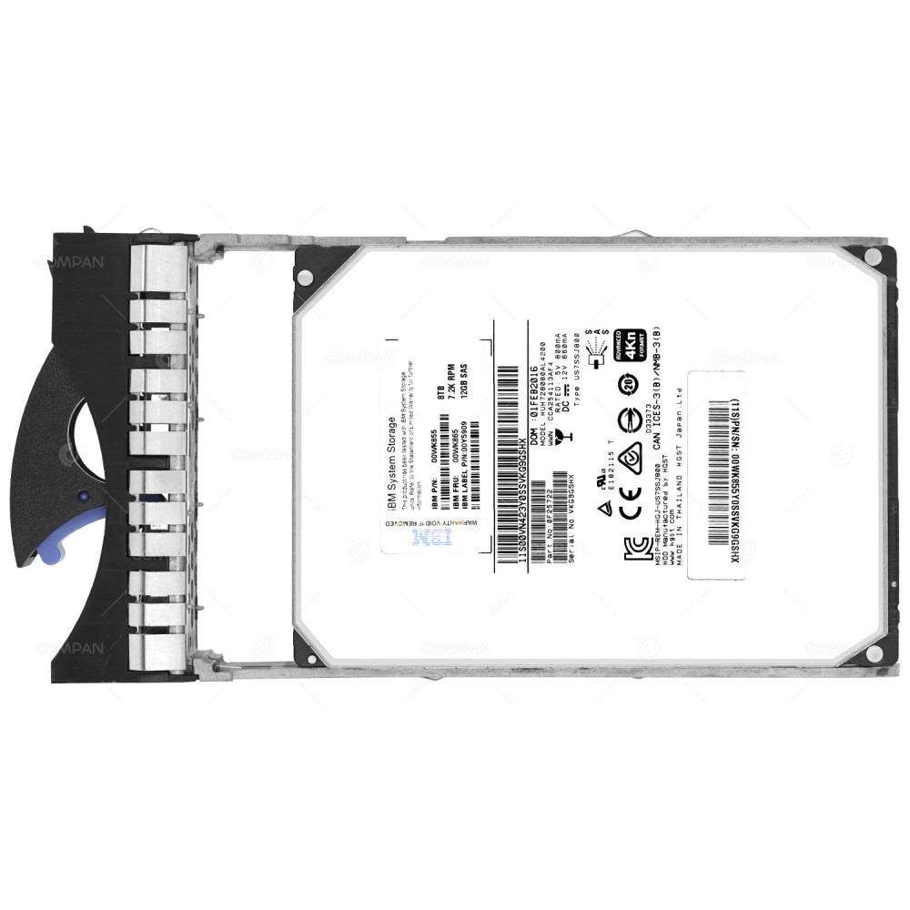 00WK865 IBM HDD 8TB 7.2K SAS 12G 3.5" LFF HOT-SWAP FOR STORWIZE V7000